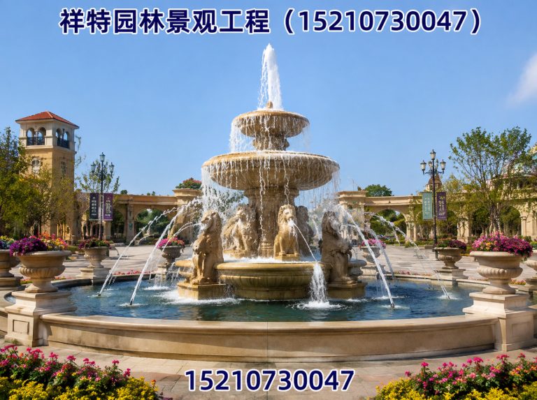 易县人工湖喷泉展示图